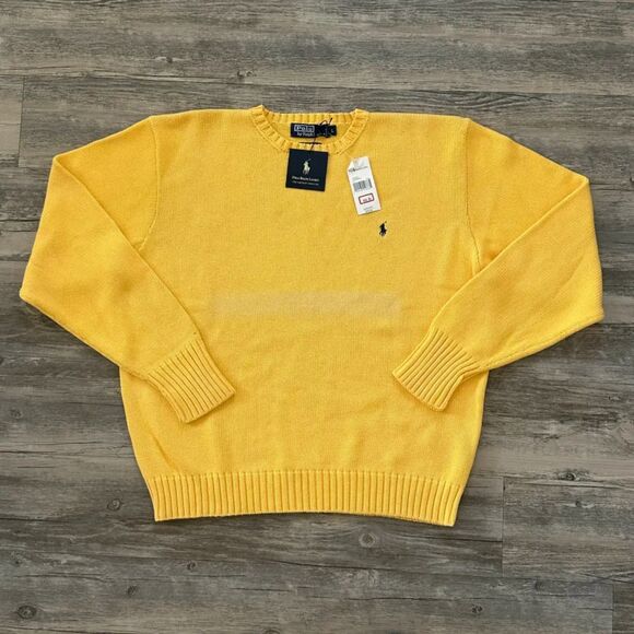 Vintage Polo Ralph Lauren Yellow Knit Sweater Size Large NWT - Picture 1 of 7